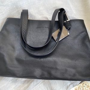 NEW ADRIENNE VITTADINI LARGE LIGHTWEIGHT SOFT LEATHER HANDBAG CHROME NWT